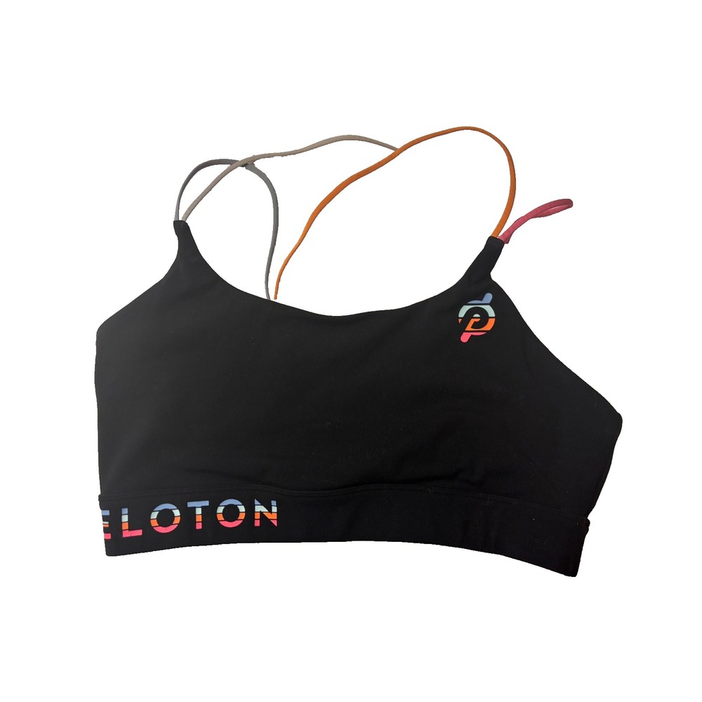 Peloton Black Multicolor Strap Athletic Bra Women's